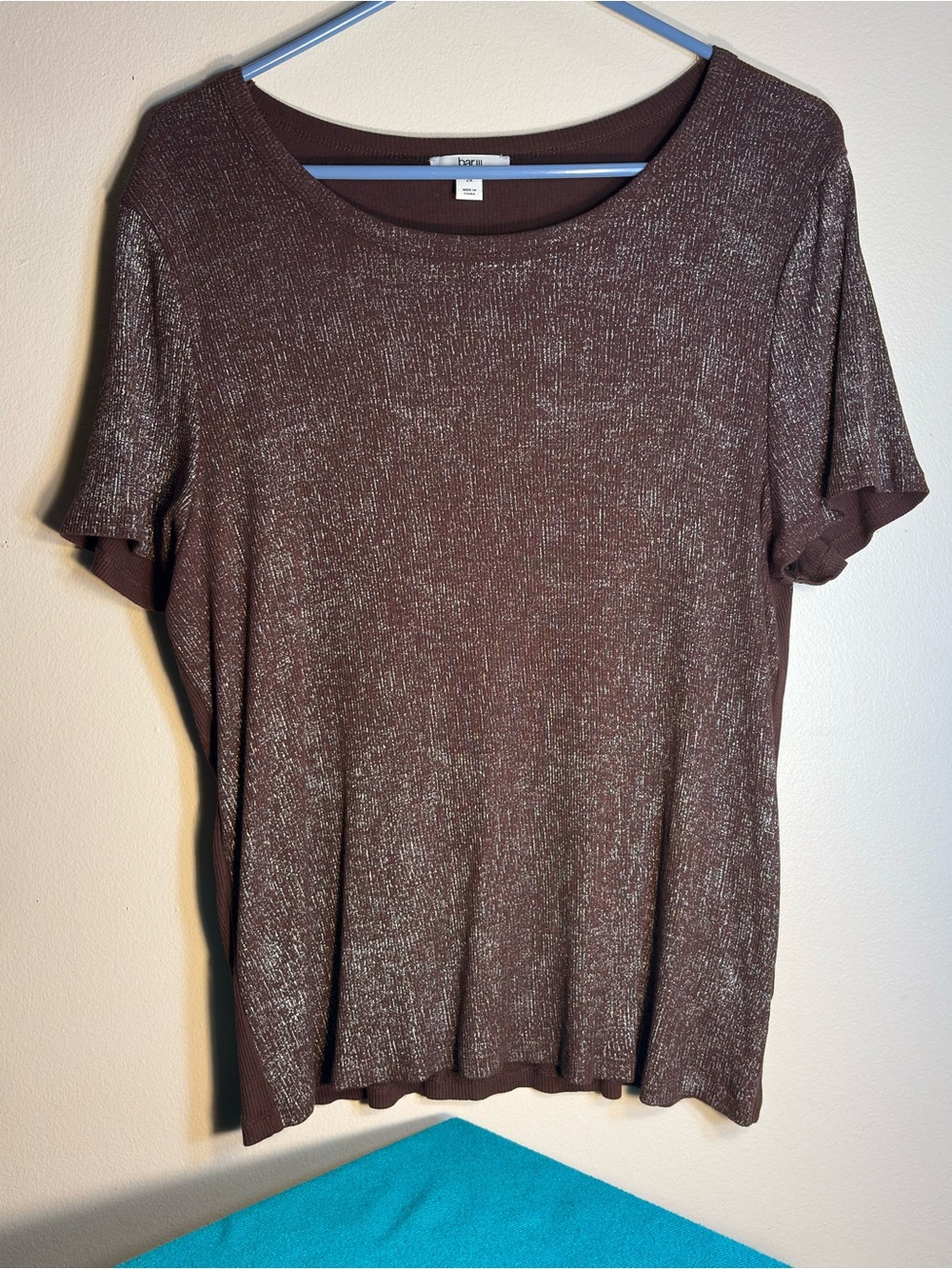 Chocolate Brown Metallic Short Sleeve Tee, fits an XL